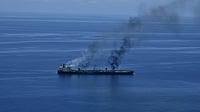 Houthis Weigh Red Sea Transit Fees As Maritime Tensions Escalate: Reports | Photo: European Union's Operation Aspides via AP : Middle East Tensions: Fires burning aboard the oil tanker Sounion in the Red Sea